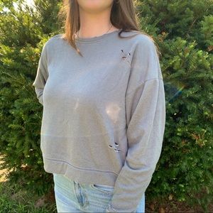 Grey Forever 21 ripped sweatshirt🤍